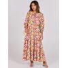 imageANRABESS Womens Boho Maxi Dresses 2025 Summer V Neck Puff Sleeve Floral Flowy Swing Casual Long DressRed Floral Yellow