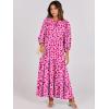 imageANRABESS Womens Boho Maxi Dresses 2025 Summer V Neck Puff Sleeve Floral Flowy Swing Casual Long DressRose Red Floral