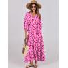 imageANRABESS Womens Boho Maxi Dresses 2025 Summer V Neck Puff Sleeve Floral Flowy Swing Casual Long DressRose Red Floral