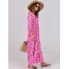 imageANRABESS Womens Boho Maxi Dresses 2025 Summer V Neck Puff Sleeve Floral Flowy Swing Casual Long DressRose Red Floral