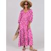 imageANRABESS Womens Boho Maxi Dresses 2025 Summer V Neck Puff Sleeve Floral Flowy Swing Casual Long DressRose Red Floral