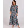 imageANRABESS Womens Boho Maxi Dresses 2025 Summer V Neck Puff Sleeve Floral Flowy Swing Casual Long DressTeal Red Floral
