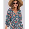 imageANRABESS Womens Boho Maxi Dresses 2025 Summer V Neck Puff Sleeve Floral Flowy Swing Casual Long DressTeal Red Floral