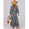 imageANRABESS Womens Boho Maxi Dresses 2025 Summer V Neck Puff Sleeve Floral Flowy Swing Casual Long DressTeal Red Floral
