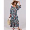 imageANRABESS Womens Boho Maxi Dresses 2025 Summer V Neck Puff Sleeve Floral Flowy Swing Casual Long DressTeal Red Floral