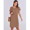imageANRABESS Womens Casual Summer Ribbed Knit Tunic Tshirt Mini Dresses 2025 Trendy Crewneck Short Sleeve Beach Loose Shift DressBrown