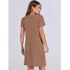 imageANRABESS Womens Casual Summer Ribbed Knit Tunic Tshirt Mini Dresses 2025 Trendy Crewneck Short Sleeve Beach Loose Shift DressBrown