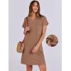 imageANRABESS Womens Casual Summer Ribbed Knit Tunic Tshirt Mini Dresses 2025 Trendy Crewneck Short Sleeve Beach Loose Shift DressBrown