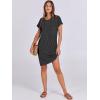 imageANRABESS Womens Casual Summer Ribbed Knit Tunic Tshirt Mini Dresses 2025 Trendy Crewneck Short Sleeve Beach Loose Shift DressDark Gray