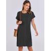 imageANRABESS Womens Casual Summer Ribbed Knit Tunic Tshirt Mini Dresses 2025 Trendy Crewneck Short Sleeve Beach Loose Shift DressDark Gray