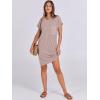 imageANRABESS Womens Casual Summer Ribbed Knit Tunic Tshirt Mini Dresses 2025 Trendy Crewneck Short Sleeve Beach Loose Shift DressDark Khaki
