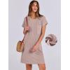 imageANRABESS Womens Casual Summer Ribbed Knit Tunic Tshirt Mini Dresses 2025 Trendy Crewneck Short Sleeve Beach Loose Shift DressDark Khaki