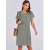 imageANRABESS Womens Casual Summer Ribbed Knit Tunic Tshirt Mini Dresses 2025 Trendy Crewneck Short Sleeve Beach Loose Shift DressGray Green