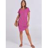 imageANRABESS Womens Casual Summer Ribbed Knit Tunic Tshirt Mini Dresses 2025 Trendy Crewneck Short Sleeve Beach Loose Shift DressHot Pink