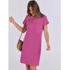 imageANRABESS Womens Casual Summer Ribbed Knit Tunic Tshirt Mini Dresses 2025 Trendy Crewneck Short Sleeve Beach Loose Shift DressHot Pink