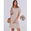 imageANRABESS Womens Casual Summer Ribbed Knit Tunic Tshirt Mini Dresses 2025 Trendy Crewneck Short Sleeve Beach Loose Shift DressKhaki