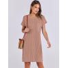 imageANRABESS Womens Casual Summer Ribbed Knit Tunic Tshirt Mini Dresses 2025 Trendy Crewneck Short Sleeve Beach Loose Shift DressLight Brown