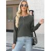 imageANRABESS Womens Long Sleeve Waffle Knit Shirts Dressy Casual Loose Button Up V Neck Henley Tops 2025 Fall Basic Tee BlouseArmy Green
