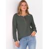 imageANRABESS Womens Long Sleeve Waffle Knit Shirts Dressy Casual Loose Button Up V Neck Henley Tops 2025 Fall Basic Tee BlouseArmy Green