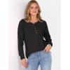 imageANRABESS Womens Long Sleeve Waffle Knit Shirts Dressy Casual Loose Button Up V Neck Henley Tops 2025 Fall Basic Tee BlouseBlack