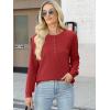 imageANRABESS Womens Long Sleeve Waffle Knit Shirts Dressy Casual Loose Button Up V Neck Henley Tops 2025 Fall Basic Tee BlouseBright Red