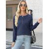 imageANRABESS Womens Long Sleeve Waffle Knit Shirts Dressy Casual Loose Button Up V Neck Henley Tops 2025 Fall Basic Tee BlouseNavy Blue