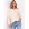 imageANRABESS Womens Long Sleeve Waffle Knit Shirts Dressy Casual Loose Button Up V Neck Henley Tops 2025 Fall Basic Tee BlouseParchment