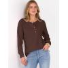 imageANRABESS Womens Long Sleeve Waffle Knit Shirts Dressy Casual Loose Button Up V Neck Henley Tops 2025 Fall Basic Tee BlouseRed Brown