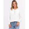 imageANRABESS Womens Long Sleeve Waffle Knit Shirts Dressy Casual Loose Button Up V Neck Henley Tops 2025 Fall Basic Tee BlouseWhite