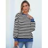 imageANRABESS Womens Oversized Striped Sweaters Long Sleeve Crewneck Casual Side Slit Pullover Shirts 2025 Fall Trendy TopsBlack White