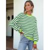 imageANRABESS Womens Oversized Striped Sweaters Long Sleeve Crewneck Casual Side Slit Pullover Shirts 2025 Fall Trendy TopsGreen White
