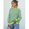 imageANRABESS Womens Oversized Striped Sweaters Long Sleeve Crewneck Casual Side Slit Pullover Shirts 2025 Fall Trendy TopsGreen White
