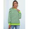 imageANRABESS Womens Oversized Striped Sweaters Long Sleeve Crewneck Casual Side Slit Pullover Shirts 2025 Fall Trendy TopsGreen White
