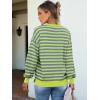 imageANRABESS Womens Oversized Striped Sweaters Long Sleeve Crewneck Casual Side Slit Pullover Shirts 2025 Fall Trendy TopsGrey Bright Green