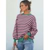 imageANRABESS Womens Oversized Striped Sweaters Long Sleeve Crewneck Casual Side Slit Pullover Shirts 2025 Fall Trendy TopsGrey Pink