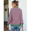 imageANRABESS Womens Oversized Striped Sweaters Long Sleeve Crewneck Casual Side Slit Pullover Shirts 2025 Fall Trendy TopsGrey Pink