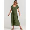 imageANRABESS Womens Summer Casual Short Sleeve T Shirts Maxi Dress Flowy V Neck Tiered Beach Vacation Sundress 2025 OutfitsArmy Green