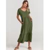 imageANRABESS Womens Summer Casual Short Sleeve T Shirts Maxi Dress Flowy V Neck Tiered Beach Vacation Sundress 2025 OutfitsArmy Green