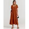 imageANRABESS Womens Summer Casual Short Sleeve T Shirts Maxi Dress Flowy V Neck Tiered Beach Vacation Sundress 2025 OutfitsBrick Red