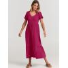imageANRABESS Womens Summer Casual Short Sleeve T Shirts Maxi Dress Flowy V Neck Tiered Beach Vacation Sundress 2025 OutfitsRose Hot Pink
