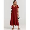 imageANRABESS Womens Summer Casual Short Sleeve T Shirts Maxi Dress Flowy V Neck Tiered Beach Vacation Sundress 2025 OutfitsWine Red Burgundy