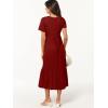 imageANRABESS Womens Summer Casual Short Sleeve T Shirts Maxi Dress Flowy V Neck Tiered Beach Vacation Sundress 2025 OutfitsWine Red Burgundy