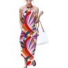 imageANRABESS Women Summer Halter Neck Sundress Sleeveless Split Side Casual Beach Travel Vacation Maxi Long Dress with PocketsPrint Rainbow