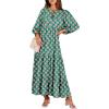 imageANRABESS Womens Boho Maxi Dresses 2025 Summer V Neck Puff Sleeve Floral Flowy Swing Casual Long DressGreen