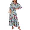 imageANRABESS Womens Boho Maxi Dresses 2025 Summer V Neck Puff Sleeve Floral Flowy Swing Casual Long DressGreen Floral
