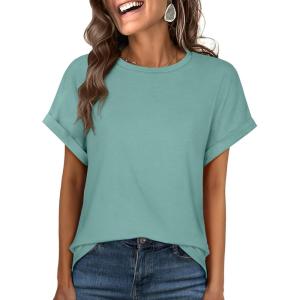 imageANRABESS Oversized Tshirts for Women Summer Tops Short Sleeve Casual Loose Basic Tee Shirt Cute Outfits 2025 Trendy ClothesCadet Blue