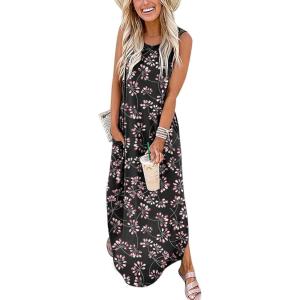 imageANRABESS Women Casual Loose Sundress Sleeveless Split Maxi Long Beach Shirt Dress Travel Vacation 2025 Summer OutfitsFloral Black