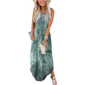 imageANRABESS Women Casual Loose Sundress Sleeveless Split Maxi Long Beach Shirt Dress Travel Vacation 2025 Summer OutfitsTie Dye Tea Green