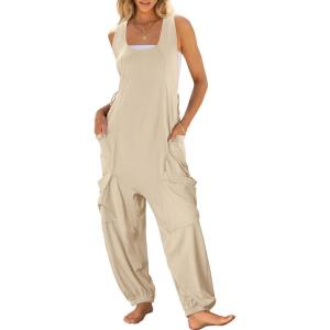 imageANRABESS Women Overalls Jumpsuits Loose Casual Dressy Sleeveless Baggy Harem Pants Romper Jumpers 2025 Trendy Summer OutfitsApricot