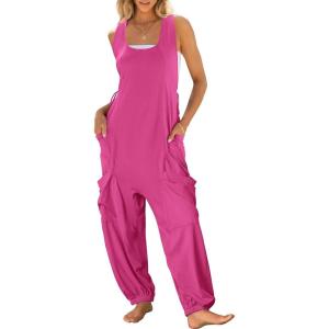 imageANRABESS Women Overalls Jumpsuits Loose Casual Dressy Sleeveless Baggy Harem Pants Romper Jumpers 2025 Trendy Summer OutfitsHot Pink